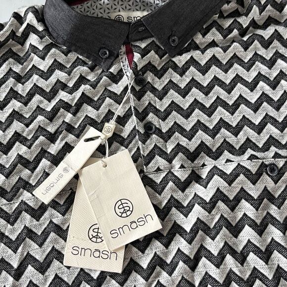 NWT Smash Long Sleeve Chevron Polo Sz. M - Picture 2 of 8